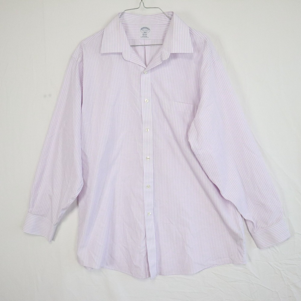 Brooks Brothers Shirt Mens 17-2/3 Regent Non Iron Button Up Striped Long Sleeve